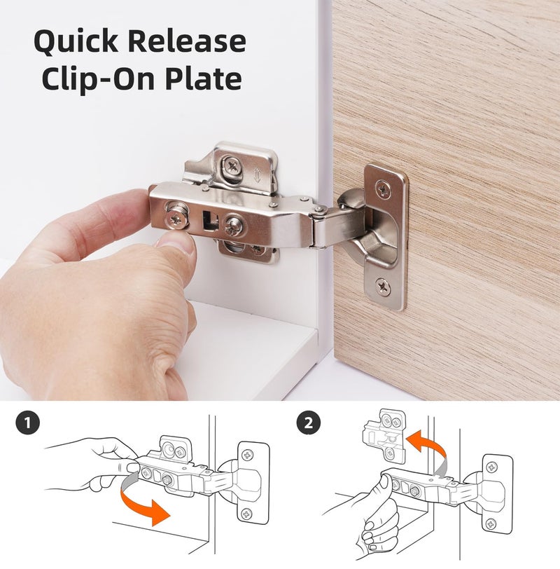 DecoBasics Full Overlay European Soft Close Cabinet Hinges for Kitchen Cabinets (20 Pcs) -105Â° Frameless Concealed Cabinet Door Hinge -6 Way Adjustability & Clip on Plate for Easy Installation - Image 4
